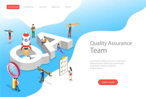 Isometric flat vector landing page template of QA, quality assurance. Stockillustratie