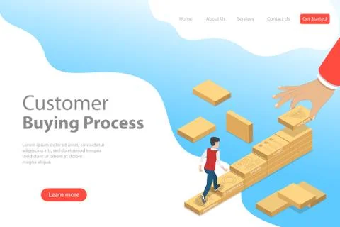 Isometric flat vector landing page template of customer journey map. Stock Illustration