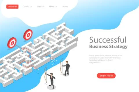 Isometric flat vector landing page template of business advantage. Stock Illustration