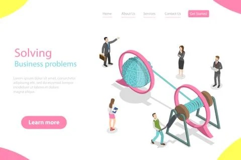 Isometric flat vector landing page template of soloving business problem. イラスト素材