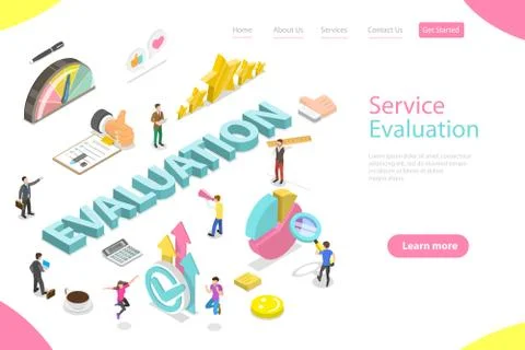 Isometric flat vector landing page template of services evaluation. Stock Illustration