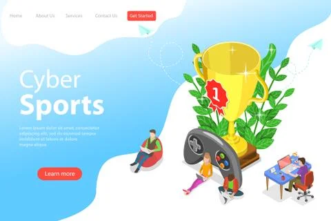 Isometric flat vector landing pate template of esports tournament. Stock Illustration