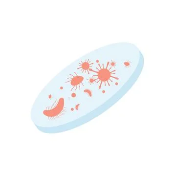 Isometric Flat Vector Petri Dish with Colorful Bacterial and Microbial Colonies Stock Illustration