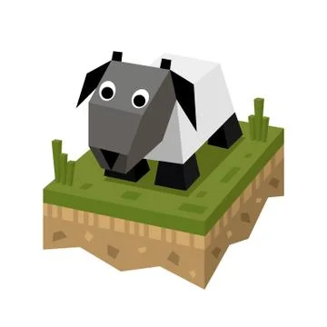 Isometric flat white sheep Stock Illustration