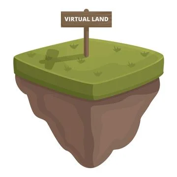 Isometric floating land with virtual land sign, concept for digital real estate Ilustración de archivo