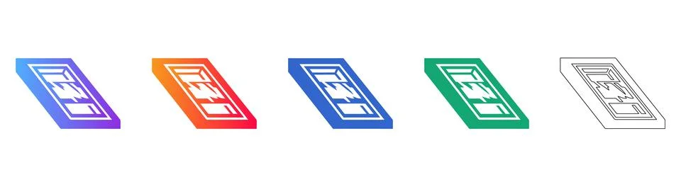 Isometric Floor Plan Window Icon Set 스톡 일러스트
