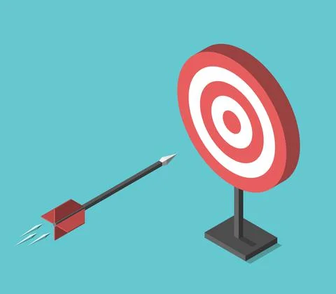 Isometric flying arrow, target Stock Illustration