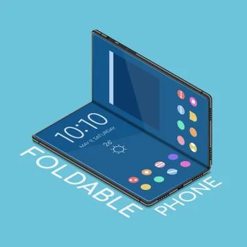Isometric foldable smartphone that display is flexible to bend Stock Illustration