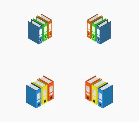 Isometric folder icon illustrated in vector on white background Illustrazione stock