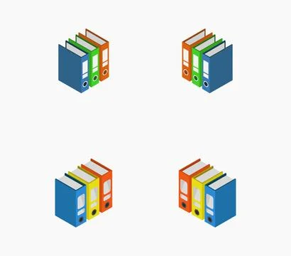 Isometric folder icon illustrated in vector on white background Stock Illustration