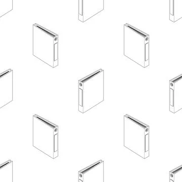 Isometric folder seamless pattern line. A large set of images of an office Stock Illustration