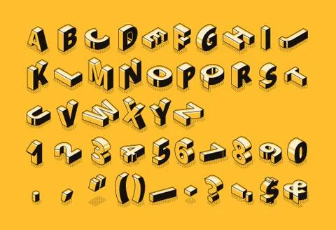 Isometric font letters halftone vector illustration Stock Illustration