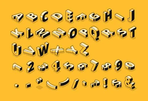 Isometric font letters halftone vector illustration Stock Illustration