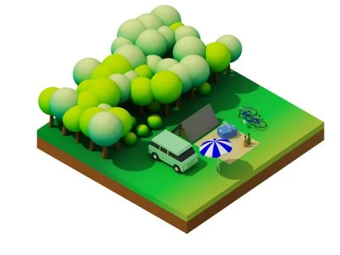Isometric forest camping Stock Illustration