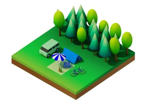Isometric forest camping Stock Illustration