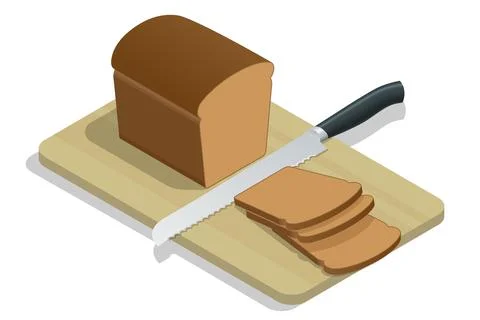 Isometric Fresh bread on the kitchen table. Whole grain bread. Fresh crispy Stock Illustration