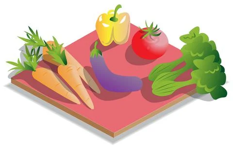 Isometric Fresh Vegetable Set and Icon Stock Illustration