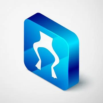 Isometric Frog legs icon isolated on grey background. Blue square button. Vec Stock Illustration