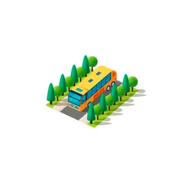 Isometric front right view bus Stock Illustration