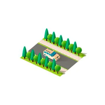 Isometric front right view minivan Stock Illustration