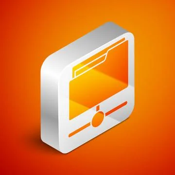 Isometric FTP folder icon isolated on orange background. Software update Stock Illustration