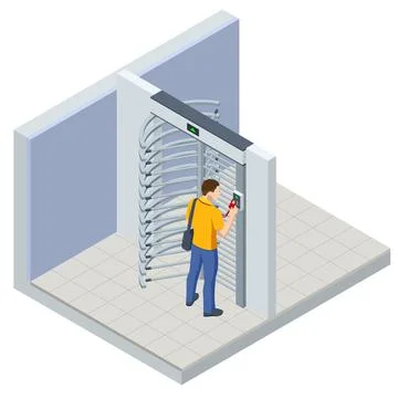 Isometric Full height turnstile security system. Security gates. Access control Stock Illustration