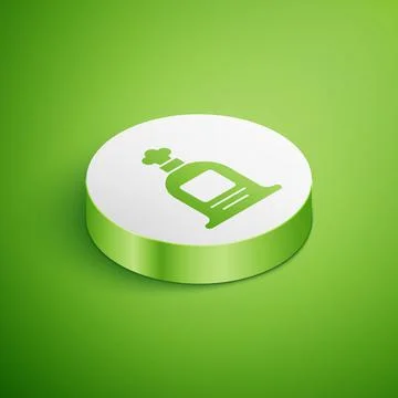 Isometric Full sack icon isolated on green background. White circle button Stock Illustration