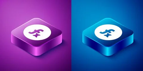 Isometric Function mathematical symbol icon isolated on blue and purple Illustrazione stock