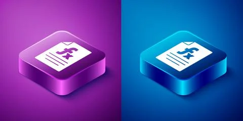Isometric Function mathematical symbol icon isolated on blue and purple Stock Illustration