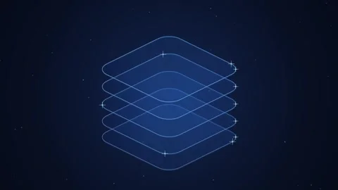 Isometric Futuristic Hexagonal Data Layer Stack with Glowing Crosshair Mark.. Stock-Footage 342300449