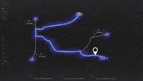 Isometric, futuristic navigate map. Huge city top view. Illustration in casual Stock Illustration