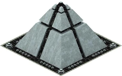 Isometric futuristic sci-fi architecture, futuristic pyramid. 3D rendering Stock Illustration