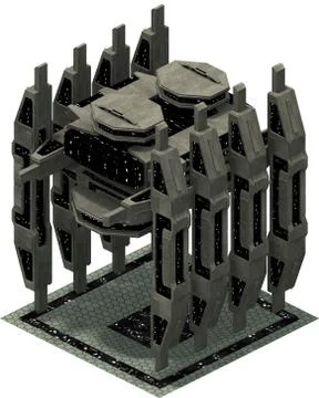 Isometric futuristic sci-fi architecture, impressive docking spacestation. Stock Illustration