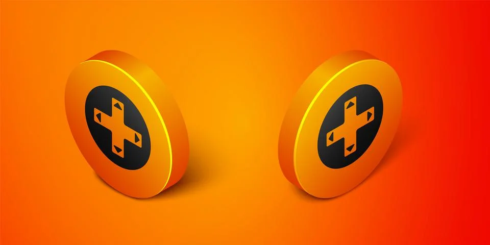 Isometric Game controller or joystick for game console icon isolated on orange Stock Illustration