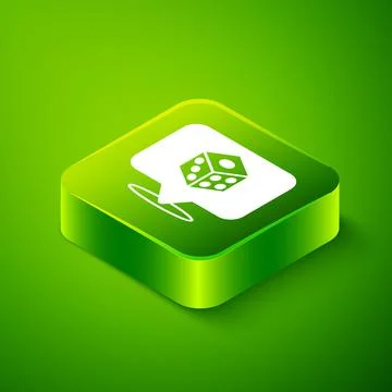 Isometric Game dice icon isolated on green background. Casino gambling. Green Illustration