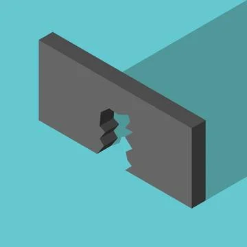Isometric gap in wall Stock Illustration