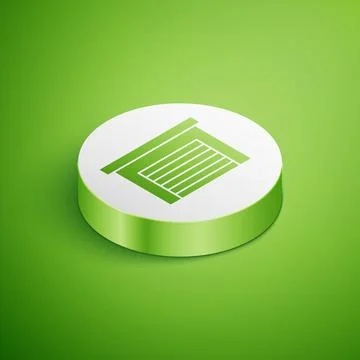 Isometric Garage icon isolated on green background. White circle button. Vect Stock Illustration