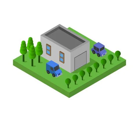 Isometric garage illustrated in vector on a white background Stock Illustration