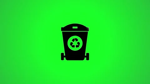 Isometric garbage recycle bin icon animation on green background for waste .. Stock Footage 346496273