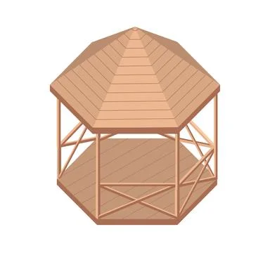 Isometric garden gazebo vector concept Stock Illustration