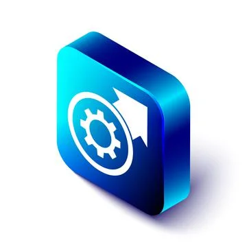 Isometric Gear and arrows as workflow process concept icon isolated on white Stock Illustration