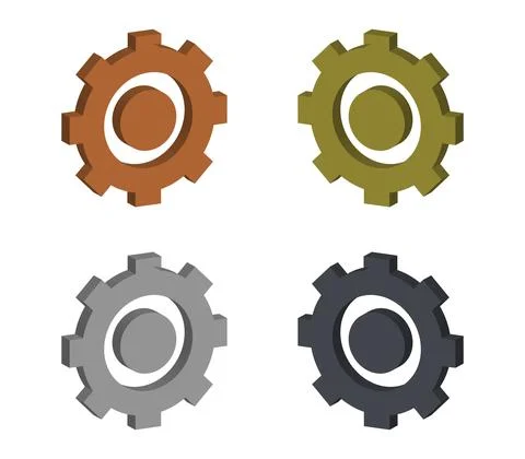 Isometric gear icon illustrated in vector on white background Stock Illustration