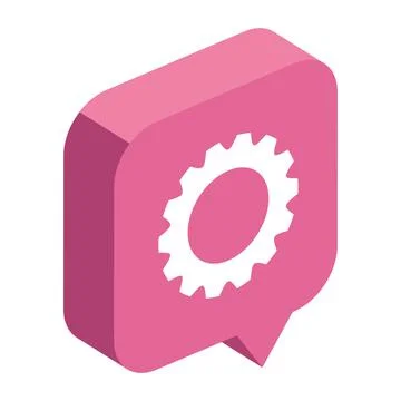 Isometric gear in speech bubble Stock Illustration
