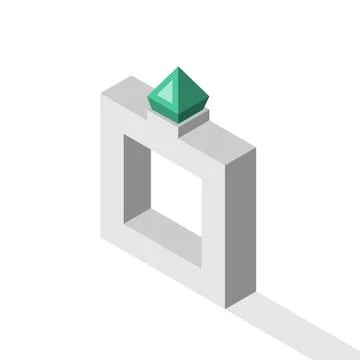 Isometric gem ring, emerald Stock Illustration
