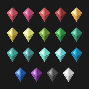 Isometric gems on black Stock Illustration
