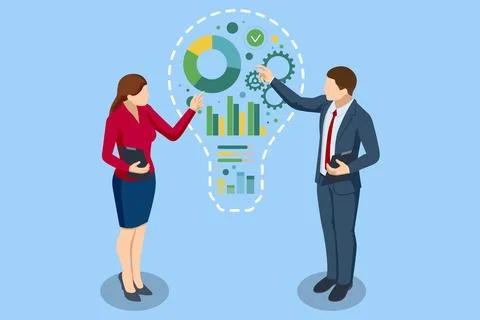 Isometric Generative bot for creating ideas, editing, searching for questions Stock Illustration