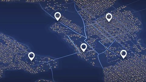 Isometric generic city map with signs. Abstract navigation plan of urban area Illustrazione stock