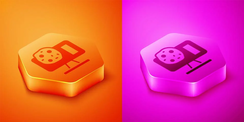 Isometric Genetic engineering modification on laptop icon isolated on orange and イラスト素材