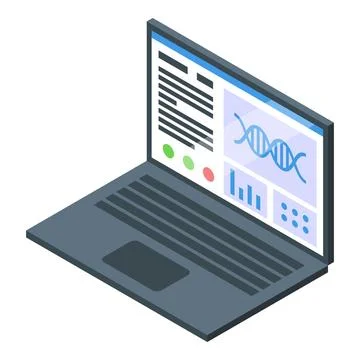 Isometric genome sequencing data on laptop screen Stock Illustration