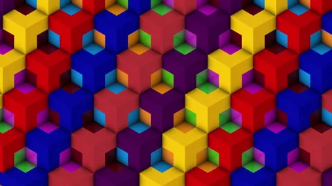 Isometric Geometric Mosaic Waves Pattern Cubes 3D Stock Footage 315182699